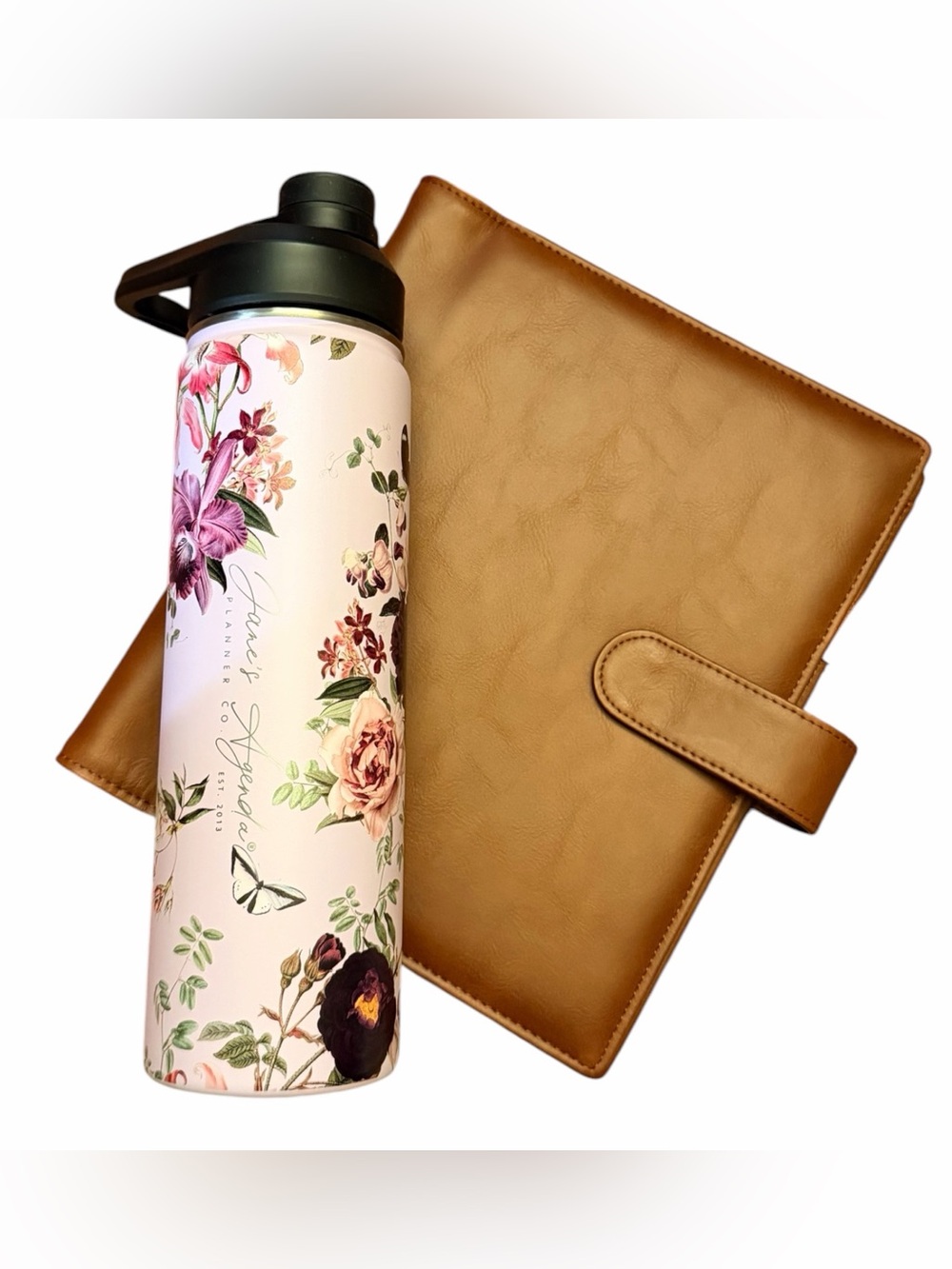 Janes Agenda Bundle Junior 2” Discbound Vegan Wrap Cover and Metal Water Bottle